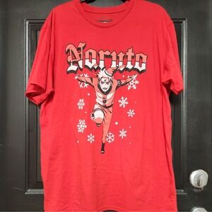 Naruto T-Shirt Men's XL Shippuden Shonen Jump Anime Christmas Holiday Red Tee